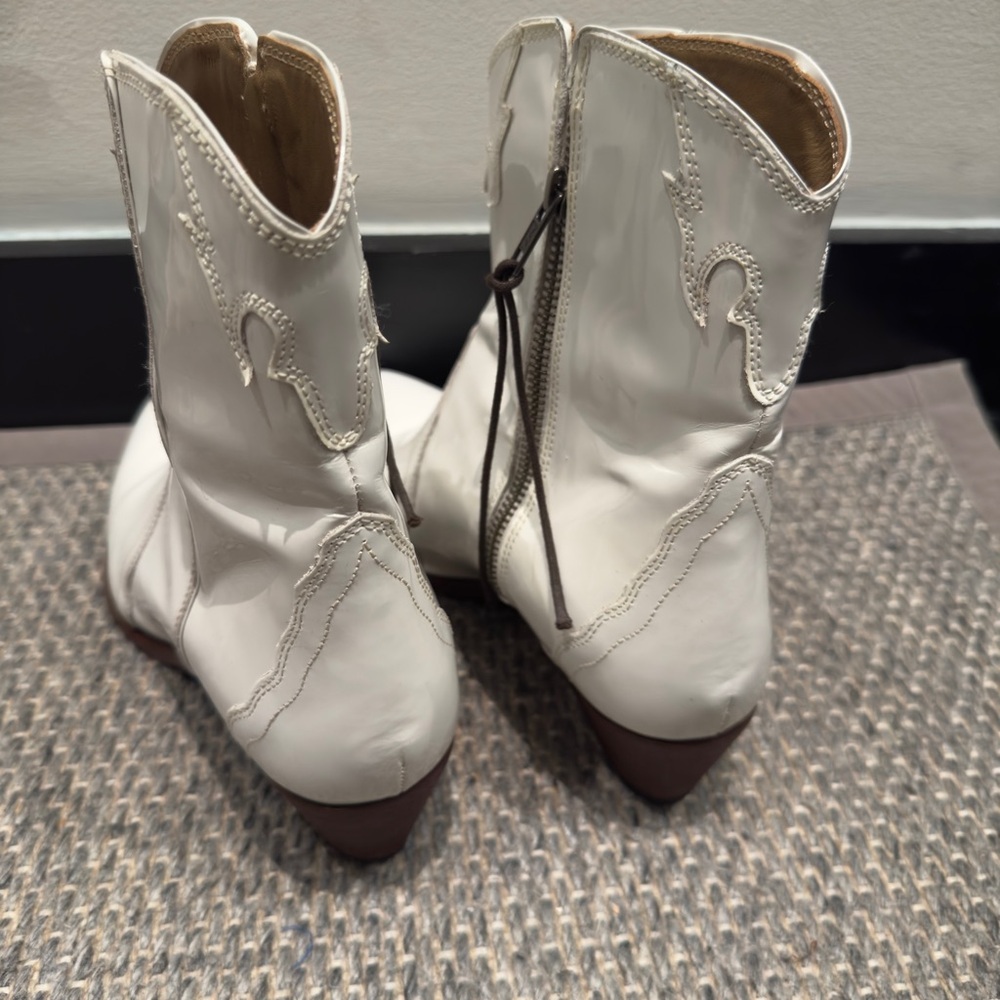 Free People - New Frontier Western White Booties Women Size 38.5 US 8 - Picture 3 of 9